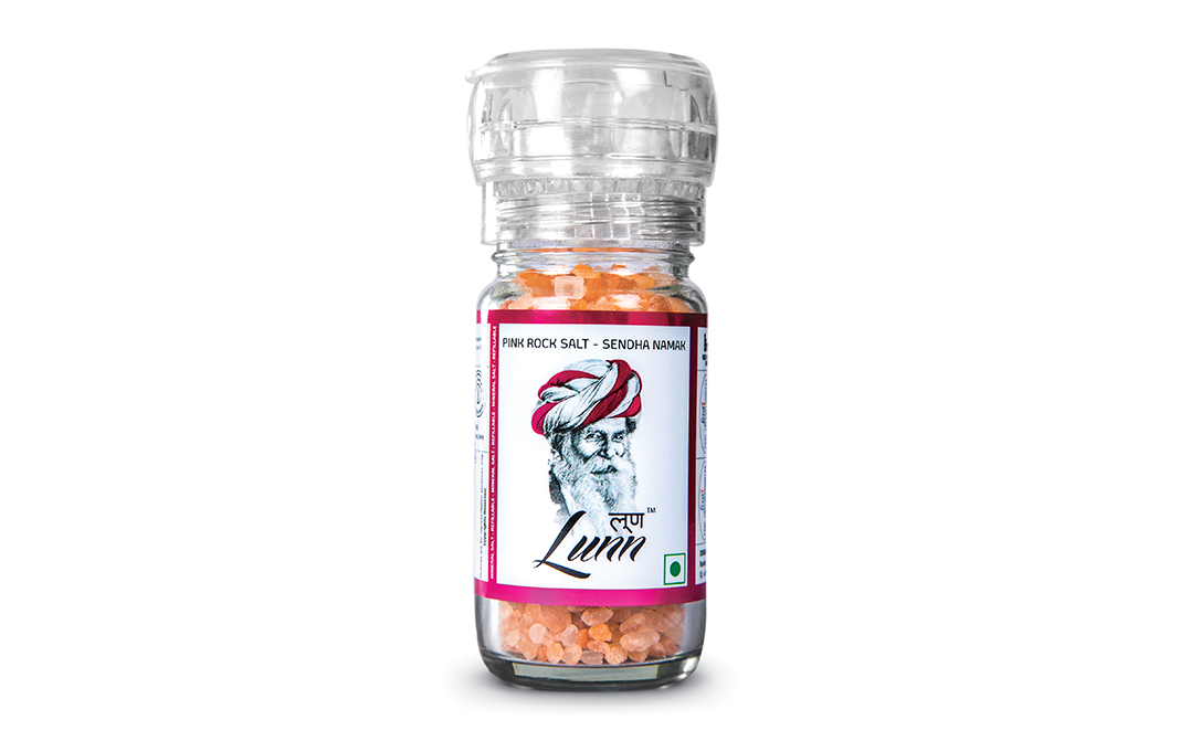 Lunn Pink Rock Salt Sendha Namak   Glass Bottle  100 grams
